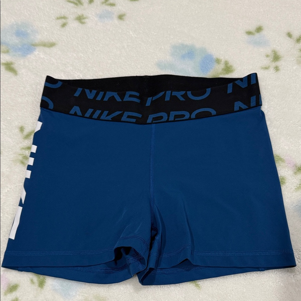 Nike Women's Athletic Blue and Black Shorts